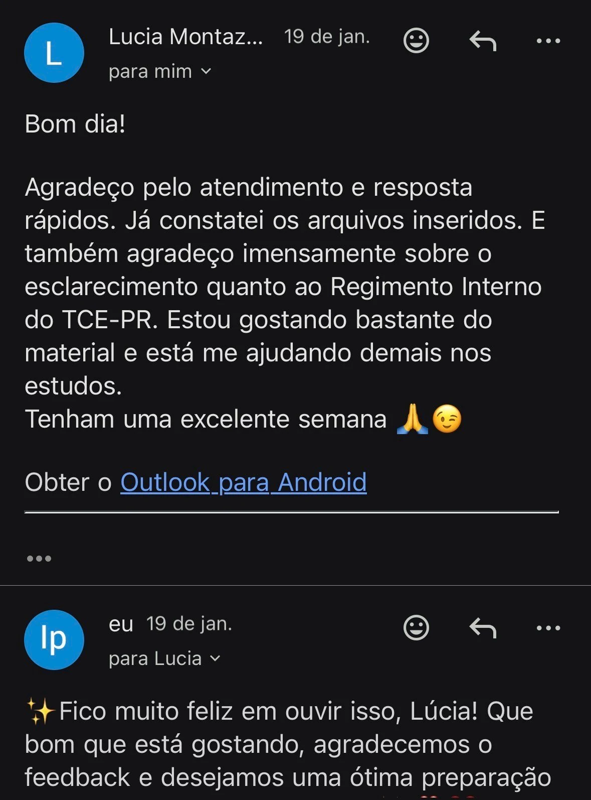 Depoimento 1 enviado por cliente da IPQuestões